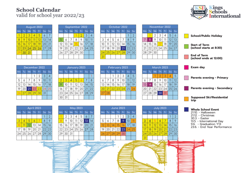 Calendar Kings Schools International